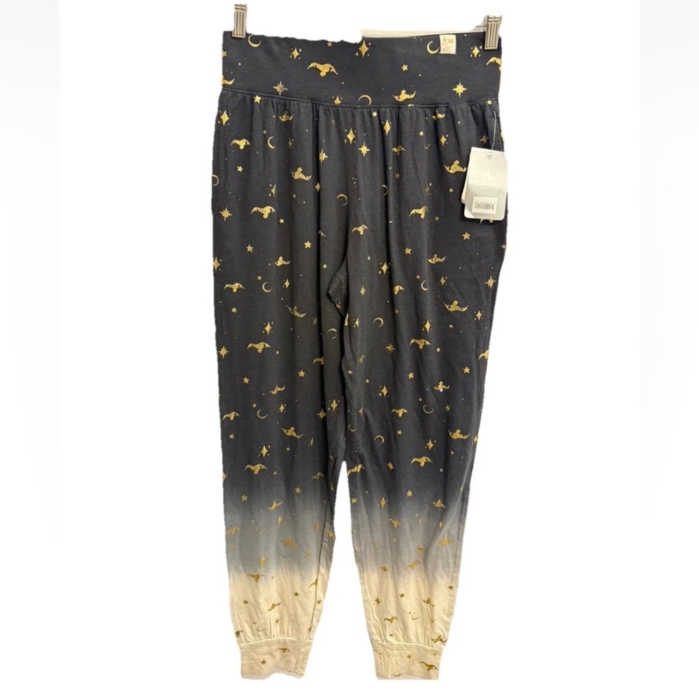 NWT Disney Princess Jasmine Aladdin Womens Ombre Joggers Small Gold Details